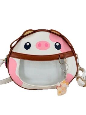 Pwuffy Strawberry Fruit Cow Ita Bag Convertible Mini Backpack Crossbody Purse